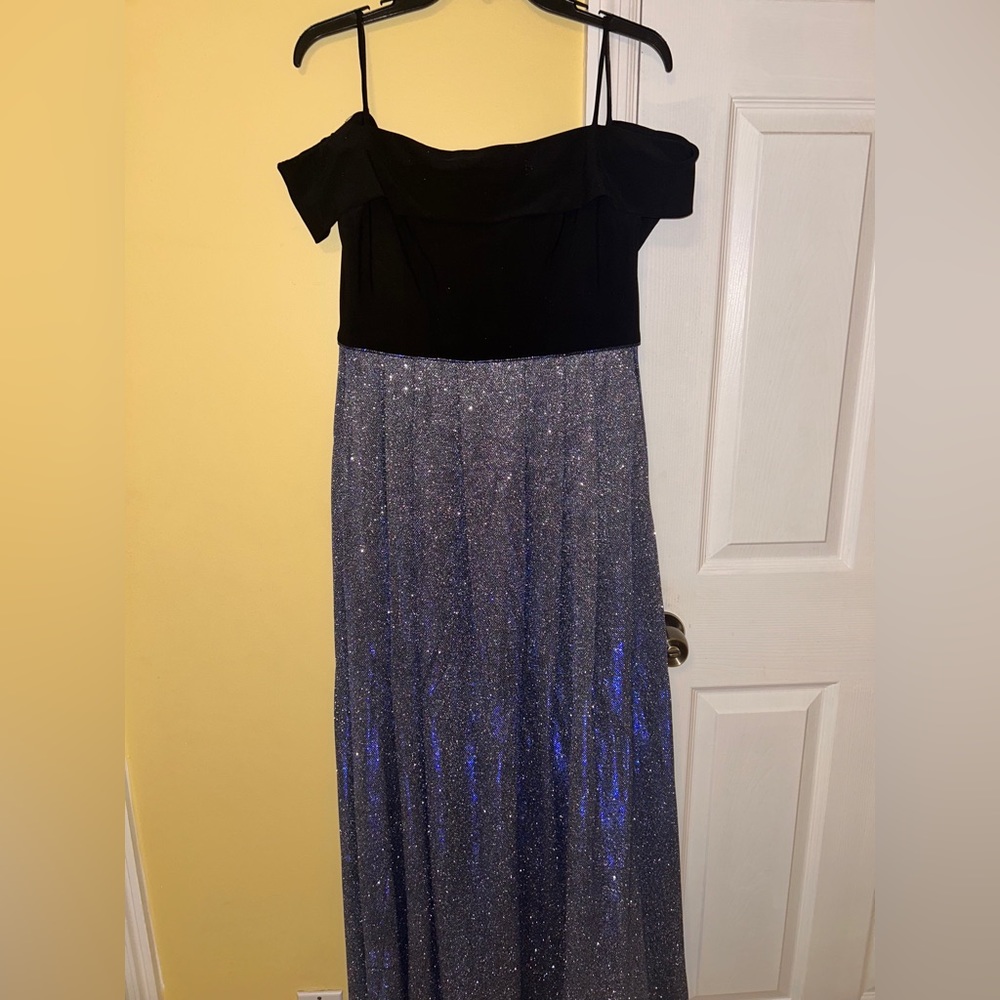 Beautiful long shimmery dress Off The shoulder, Purple and black